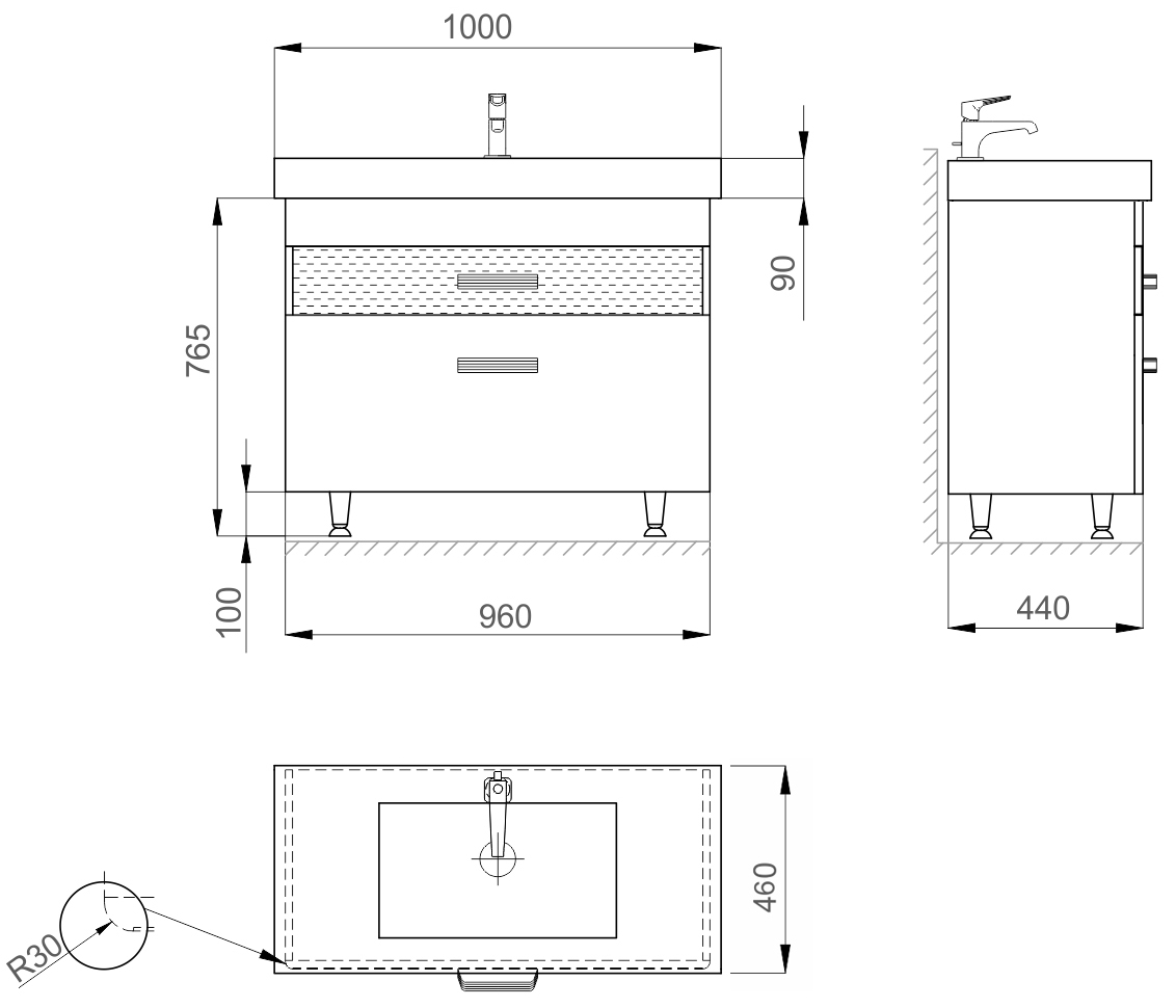 Sanwerk Sierra MV0000452 100 см Габаритные размеры