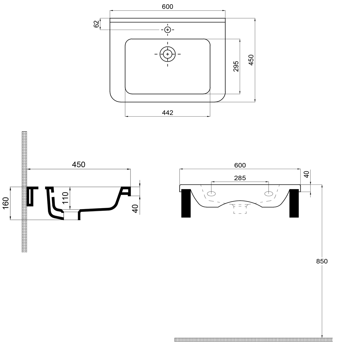Sanwerk Alessa Air 60 MV0000870 Габаритні розміри