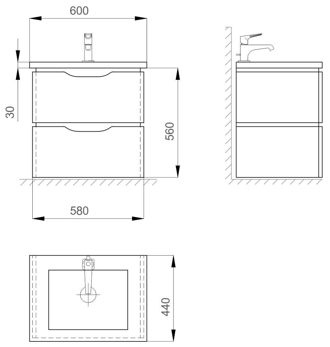 Sanwerk Alessa Air 60 MV0000870 Габаритні розміри