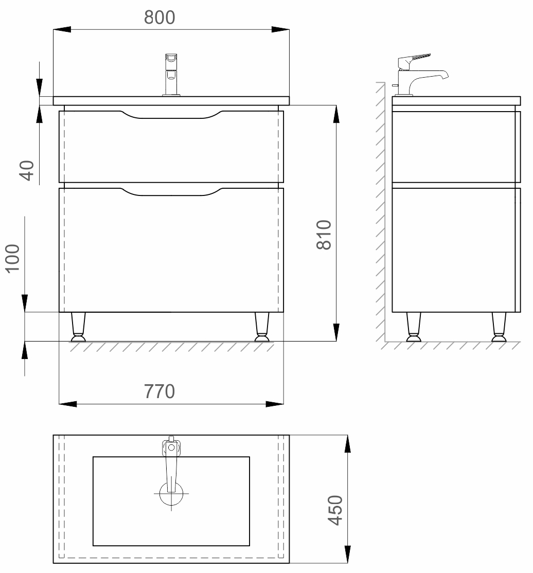 Sanwerk Alessa 80 MV0000869 Габаритные размеры