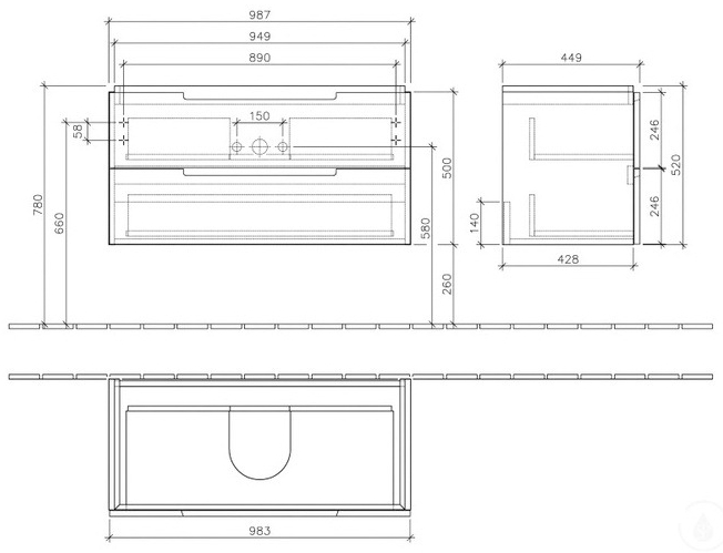 Villeroy&Boch Subway A69710FP Габаритні розміри