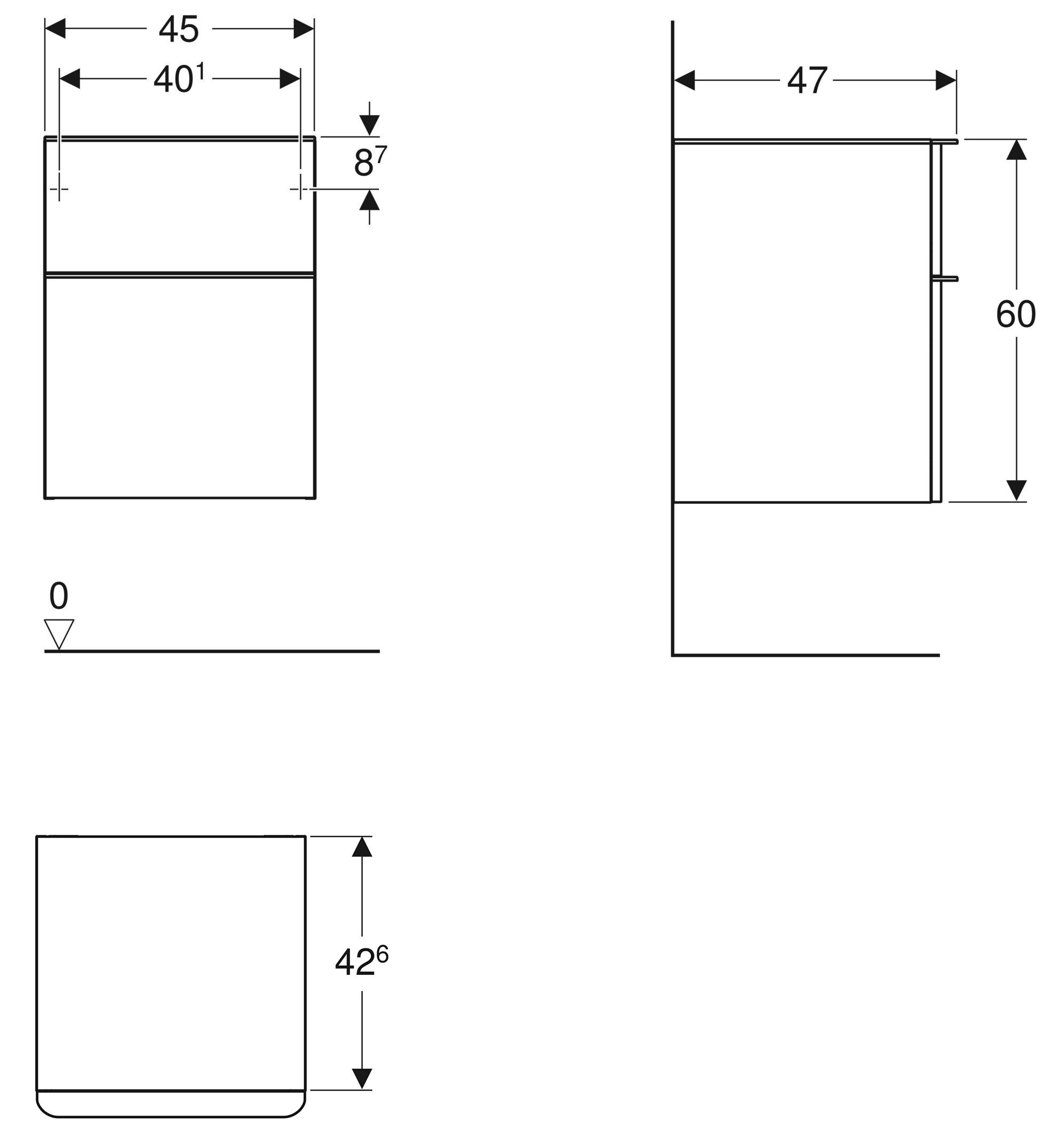 Geberit Smyle Square 500.357.JK.1 Габаритні розміри