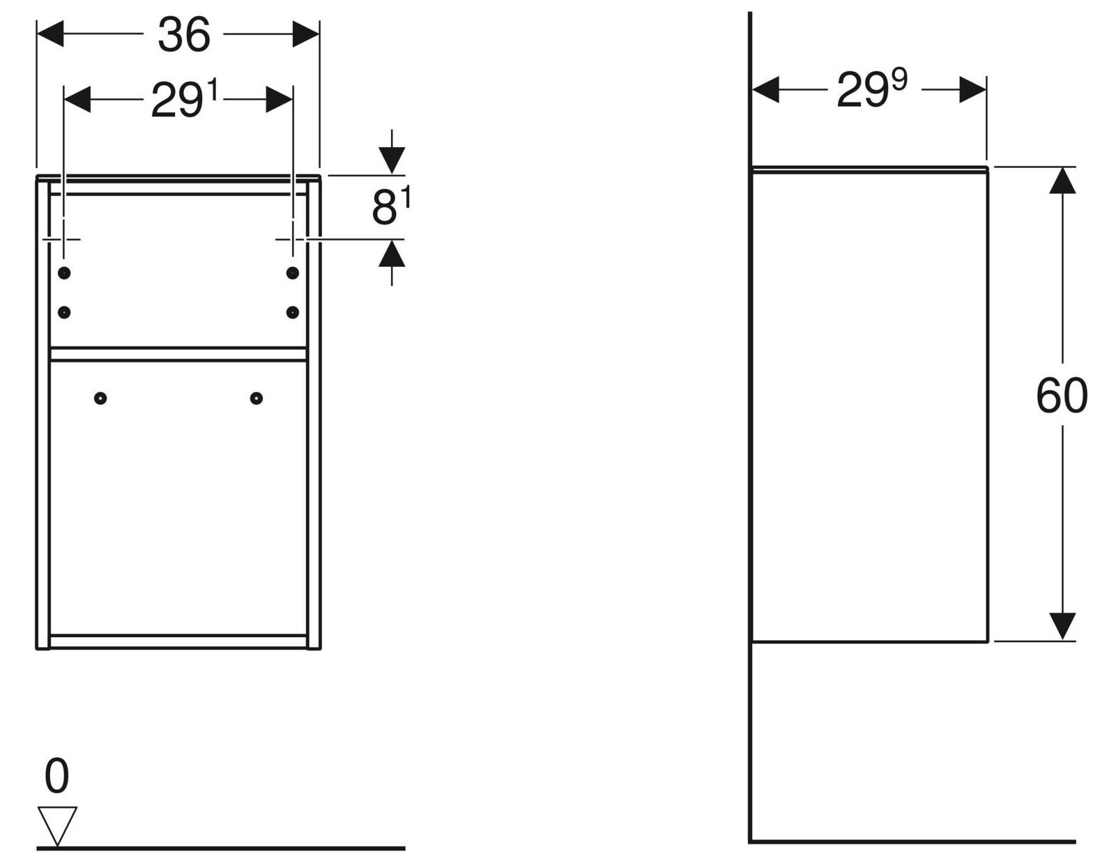 Geberit Smyle Square 500.358.00.1 Габаритні розміри