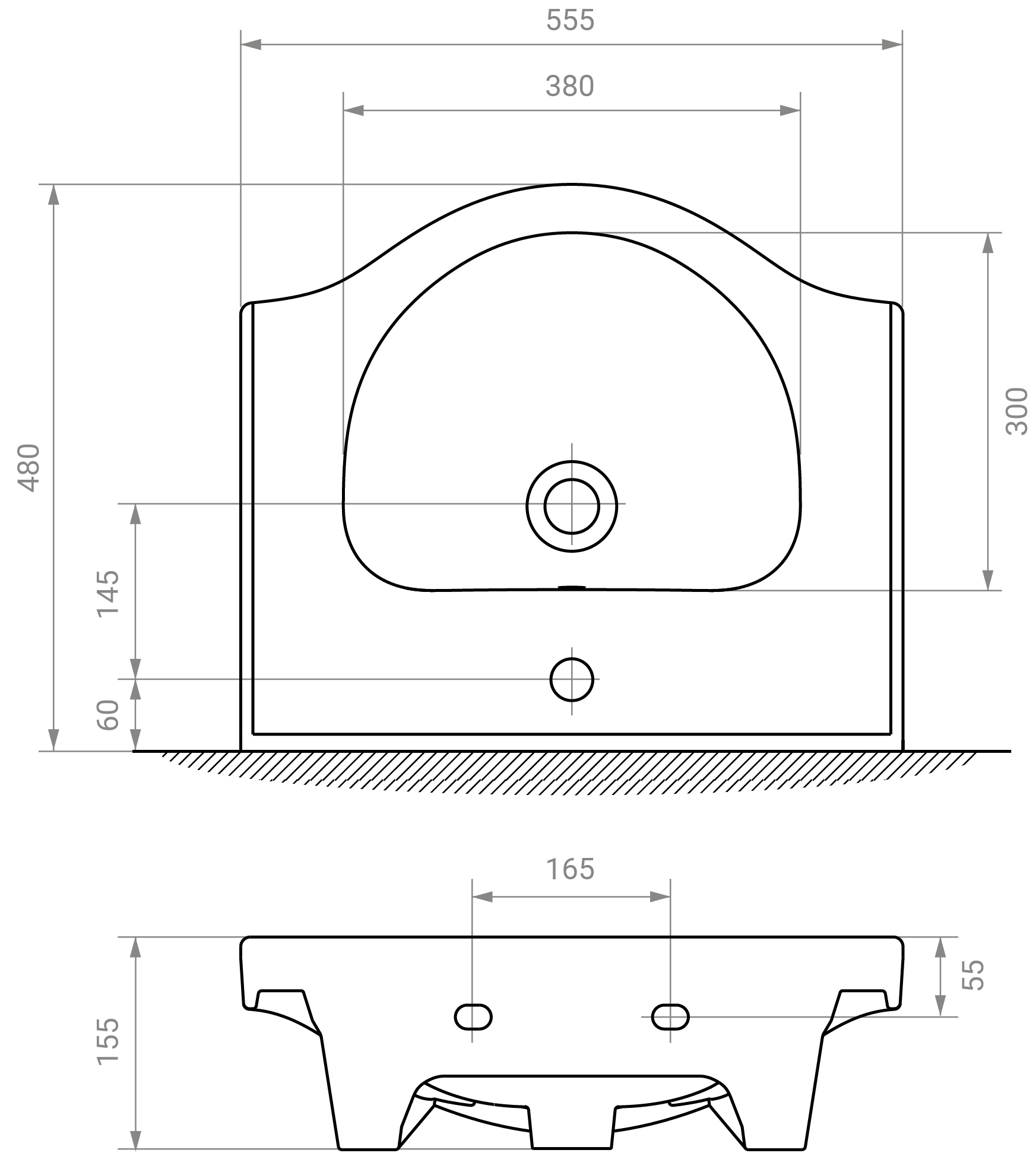 RJ Lotus-L RJFU007-0155WHSET(RJFU007-0155WH+RZJ200) Габаритные размеры