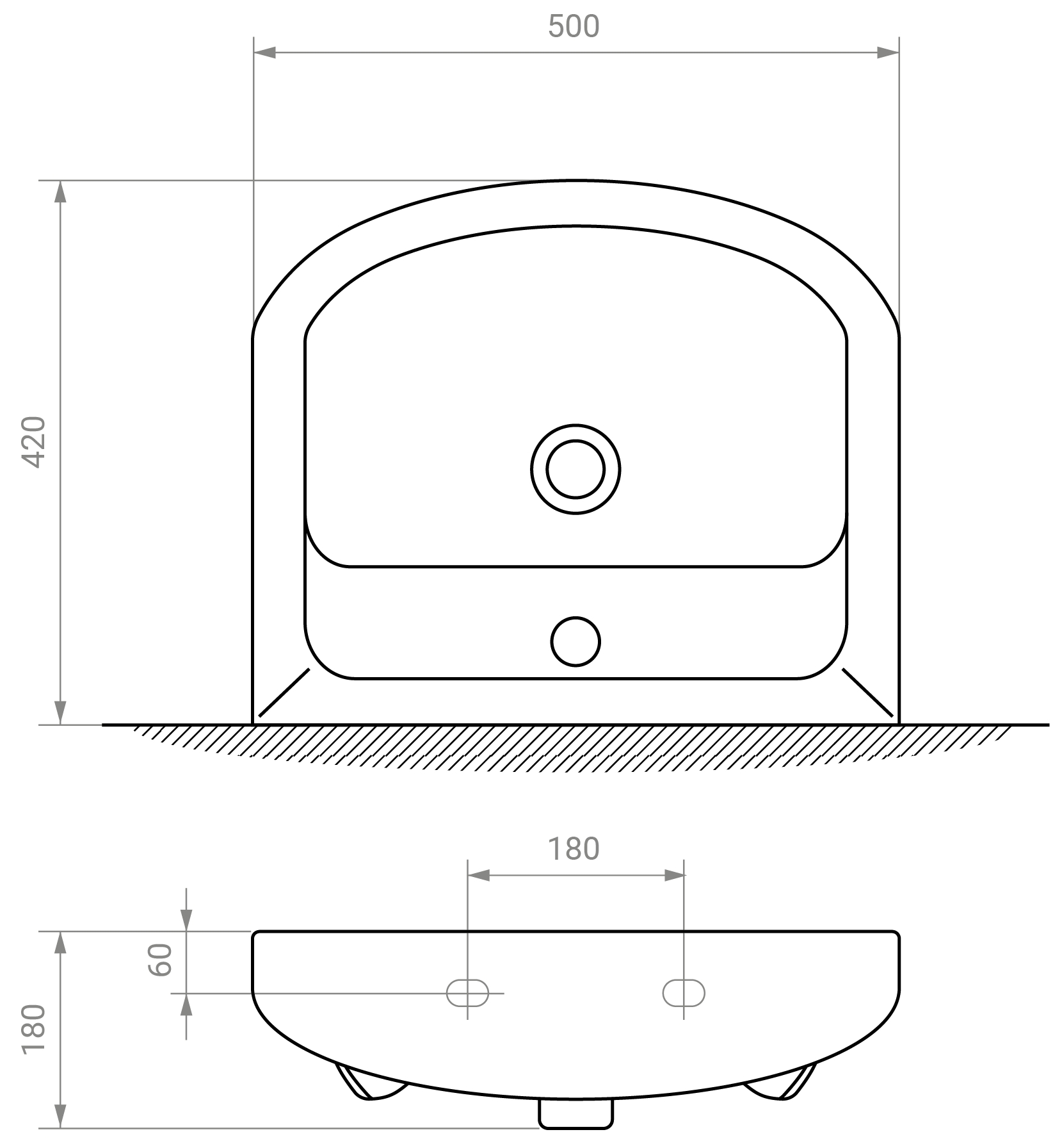 RJ Soft-E RJFU044-0150WHSET(RJFU044-0150WH + 102950UA) Габаритные размеры