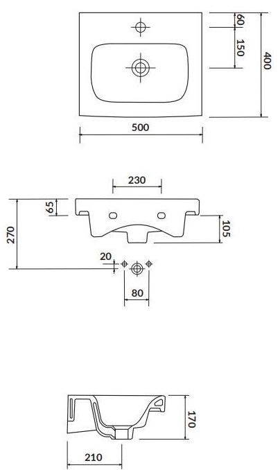 RJ Flora-L RJFU042-0150WHSET(RJFU042-0150WH + K116-009) Габаритні розміри