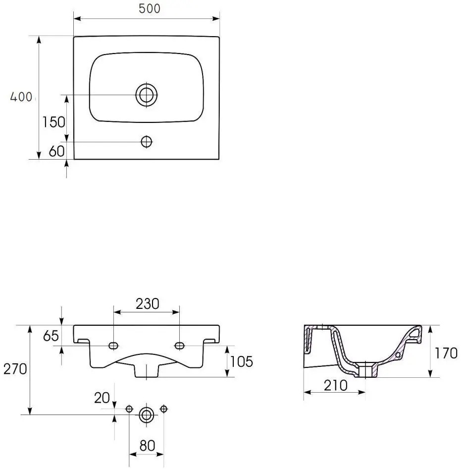 RJ Flora-B RJFU039-0150WHSET(RJFU039-0150WH+K116-009) Габаритні розміри