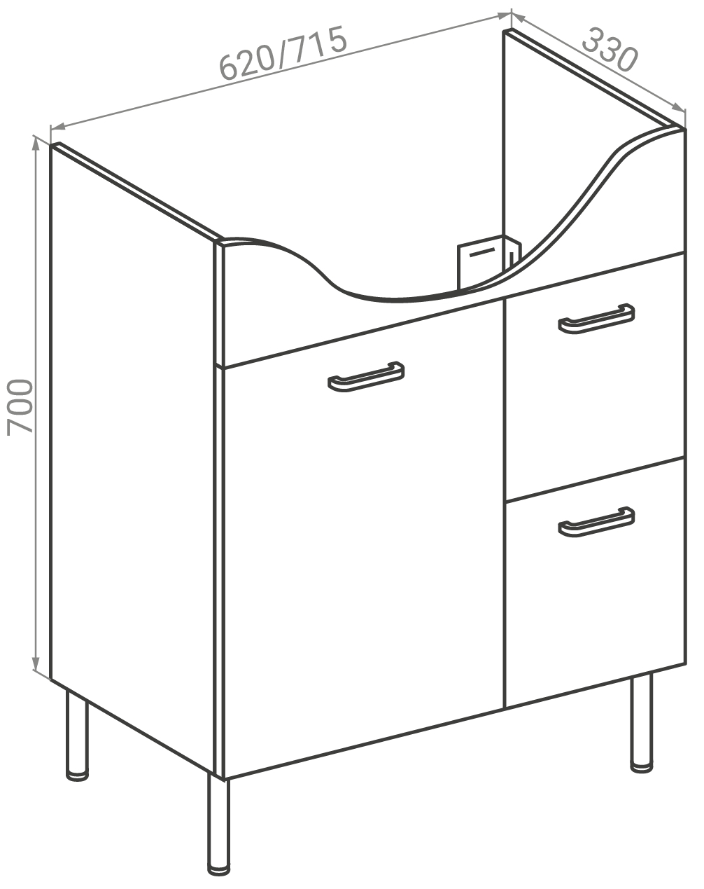RJ Lily-L RJFU046-0165WHSET(RJFU046-0165WH + RZJ201) Габаритные размеры