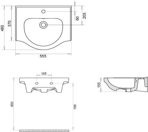 RJ Lotus-XO RJFU048-0155WHSET(RJFU048-0155WH+RZJ200) Габаритные размеры