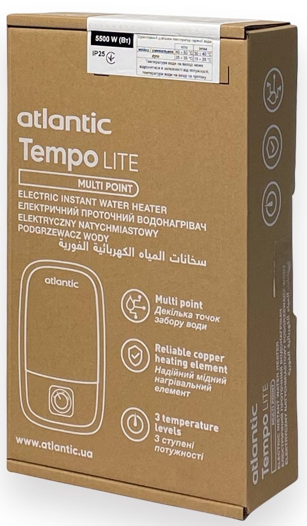 Проточний водонагрівач Atlantic Tempo Lite Multi IECI-SW2C55 MP 5.5 kW огляд - фото 8