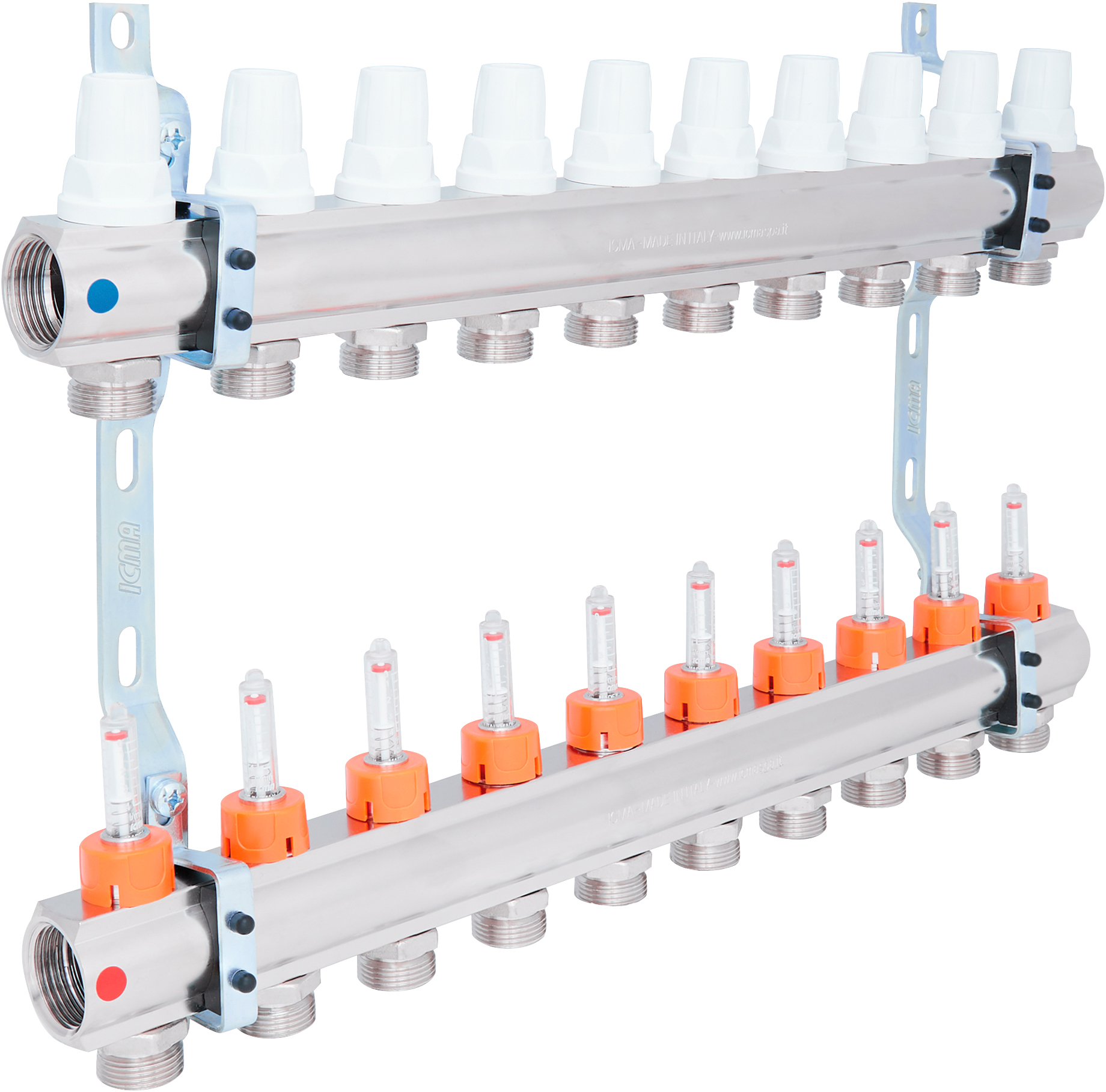Колектор розподільчий з витратомірами Icma №К013 1"х10 (87K013PM06)