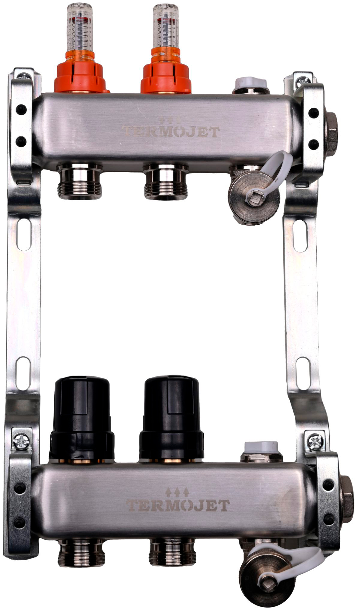 Колектор з  витратомірами з нержавіючої сталі Termojet 2в TJ-W-02