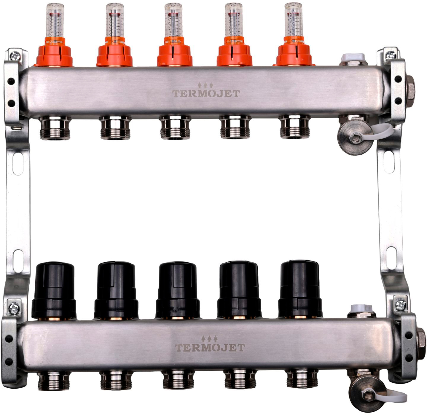 Колектор з  витратомірами з нержавіючої сталі Termojet 5в TJ-W-05
