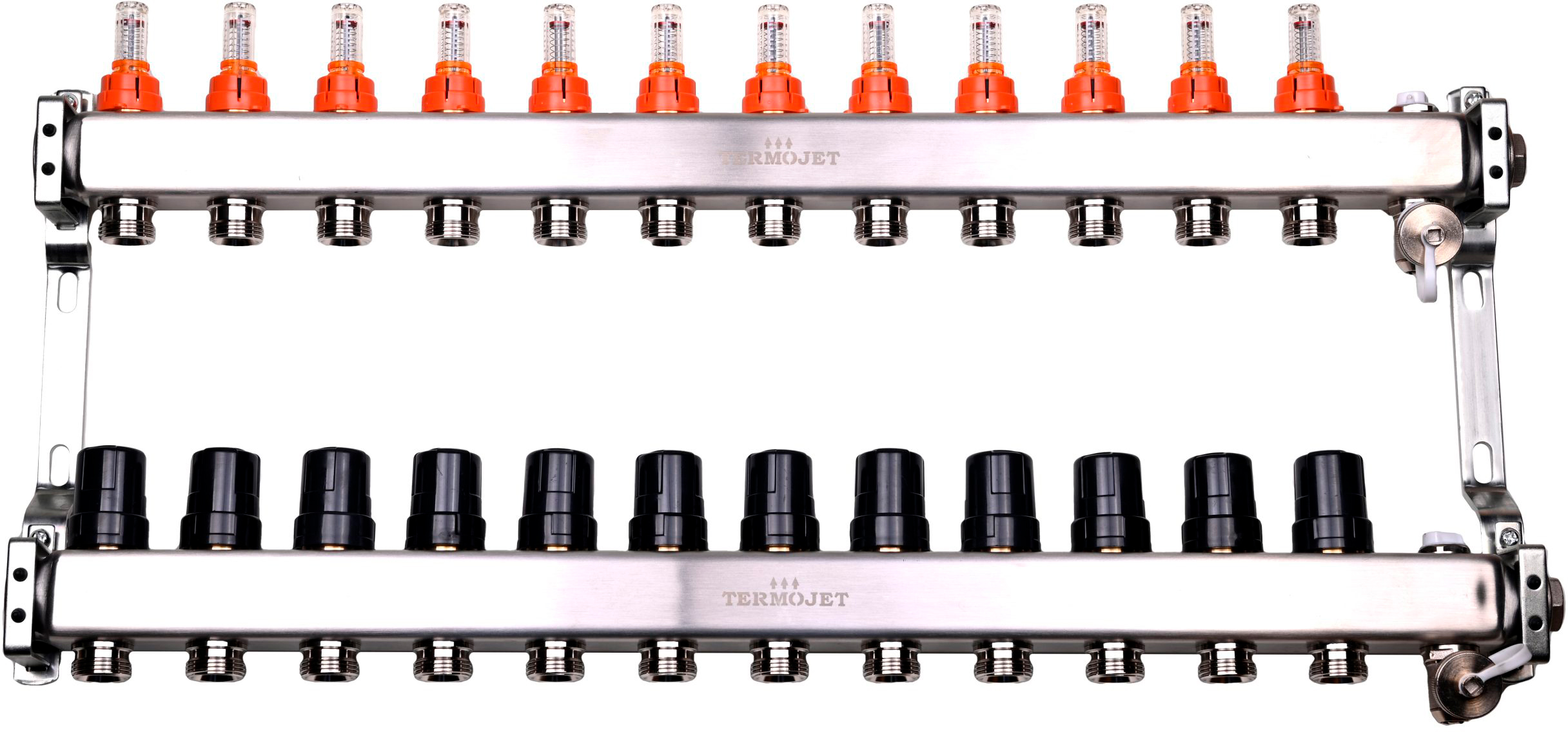 Колектор з  витратомірами з нержавіючої сталі Termojet 12в TJ-W-12