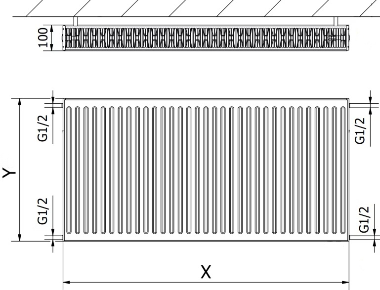 Krafter S22 500x2400 боковое подключение Габаритные размеры