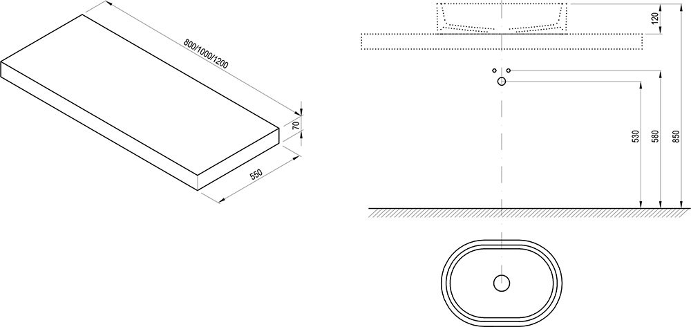 Ravak I 1000 (X000000840) Габаритные размеры