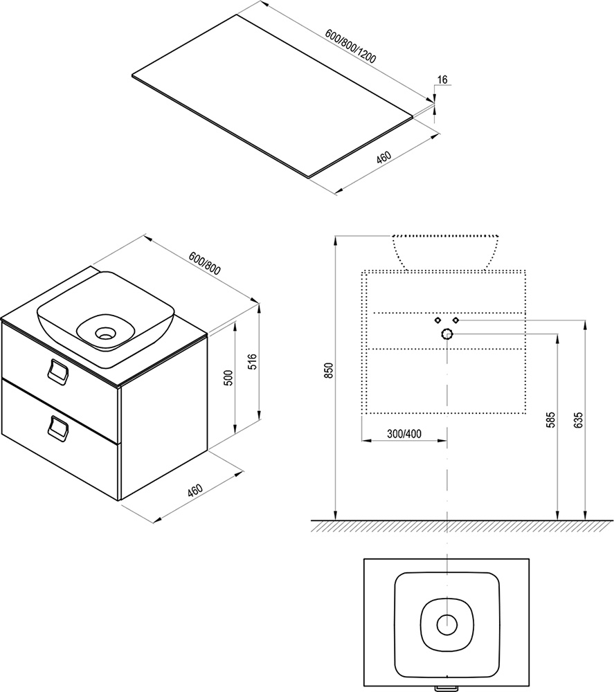 Ravak Comfort 600 (X000001379) Габаритные размеры