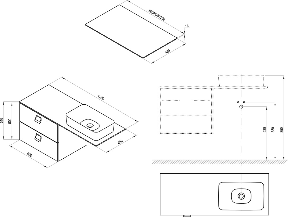 Ravak Comfort 1200 (X000001381) Габаритные размеры