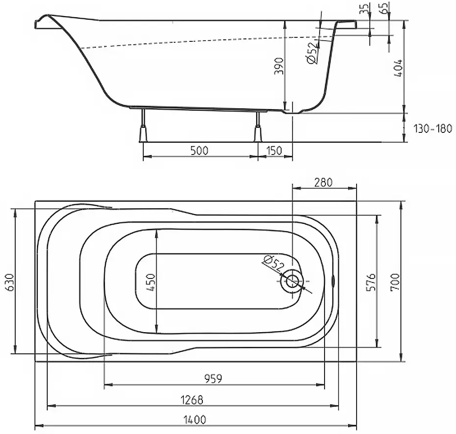 Kolo Sensa 140x70 (XWP354000N) Габаритні розміри