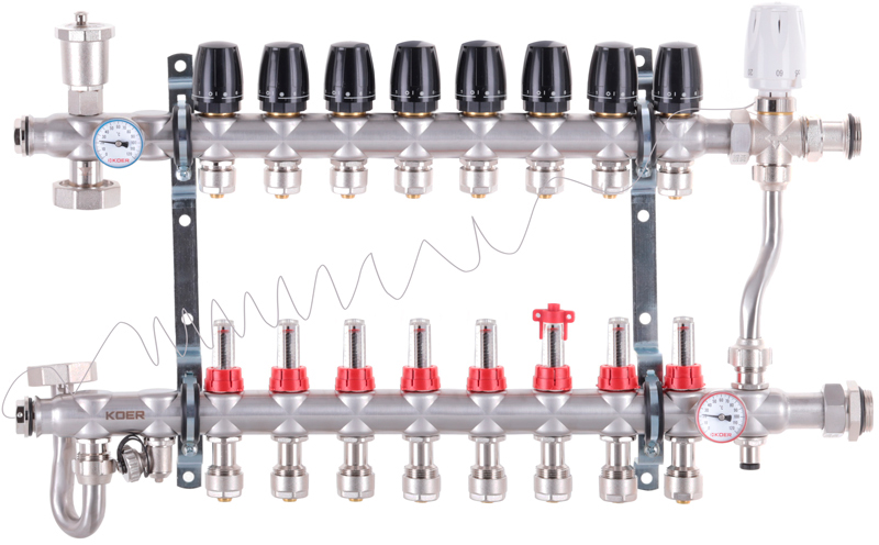 Коллектор со встроенным смесительным узлом KOER KR.S1013-8 1"х8 SUS304 EK (KR2951)