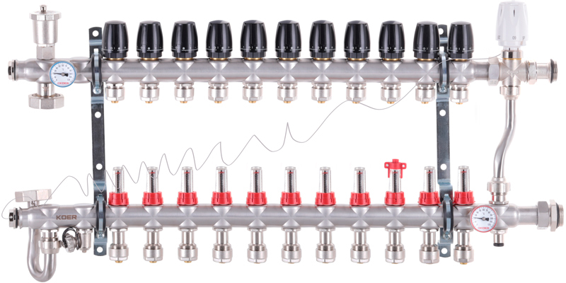 Коллектор со встроенным смесительным узлом KOER KR.S1013-11 1"х11 SUS304 EK (KR2954)