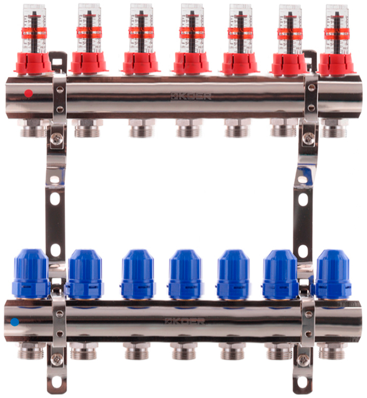Колекторний блок з витратомірами KOER KR.1110-07 1”x7 ways (KR2644)