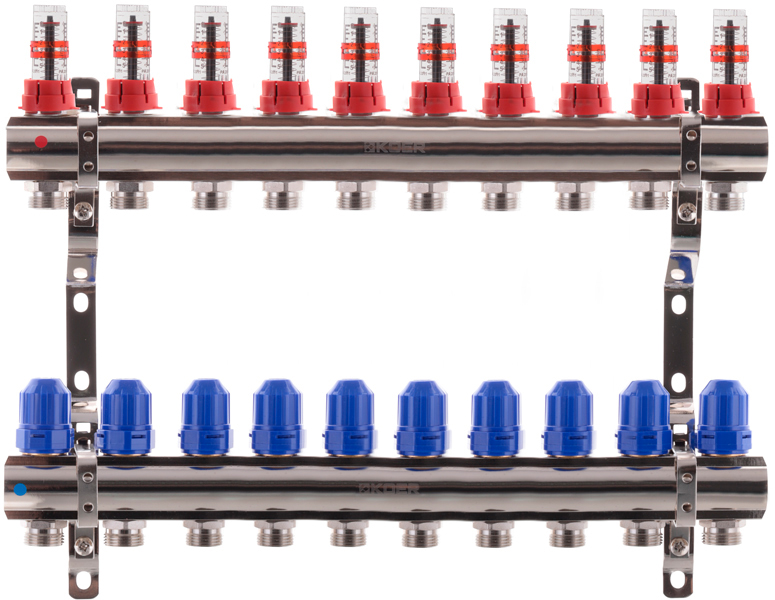Колекторний блок з витратомірами KOER KR.1110-10 1”x10 ways (KR2647)