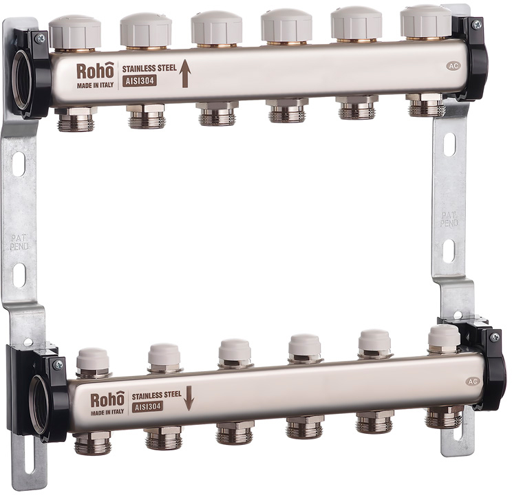 Колектор із термостатичними та запірними клапанами Roho R805-06 - 1"х 6в (RO0060)