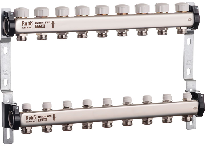 Колектор із термостатичними та запірними клапанами Roho R805-09 - 1"х 9в (RO0063)