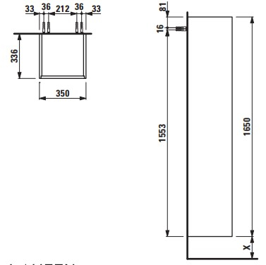 Laufen Base H4027011102611 Габаритні розміри