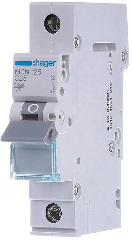 Hager 1P 6kA C-25A 1M (MCN125)