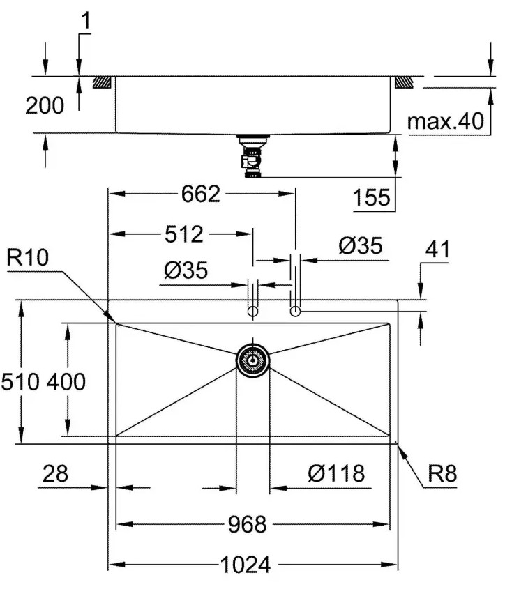 Grohe K800 (31586SD1) Габаритные размеры