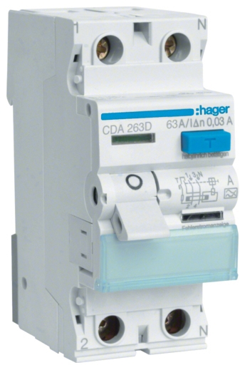 Hager 2P 6kA 63A 30mA A (CDA263D)