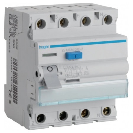 Дифференциальный автомат Hager 4P 6kA 63A 300mA A (CFA463D)