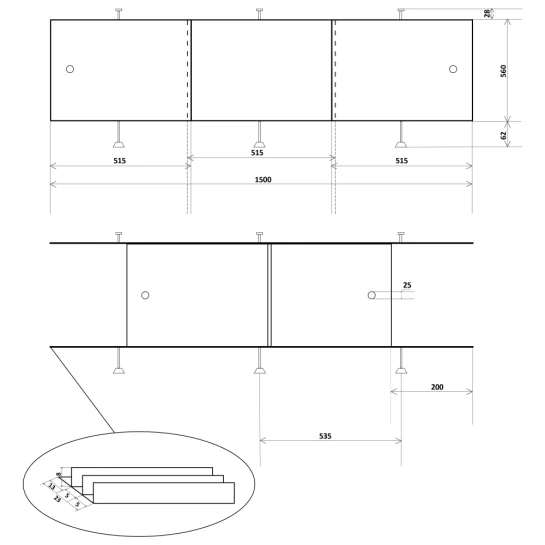 Direct 1500x560 (CV026152) Габаритні розміри