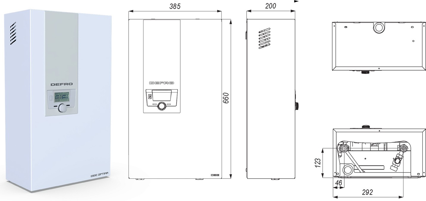 Defro DBE Optima 16-24 Габаритные размеры