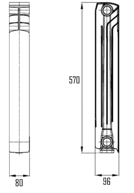 Thermo Alliance Bi-Vulcan 500/96 (1 секція) Габаритні розміри