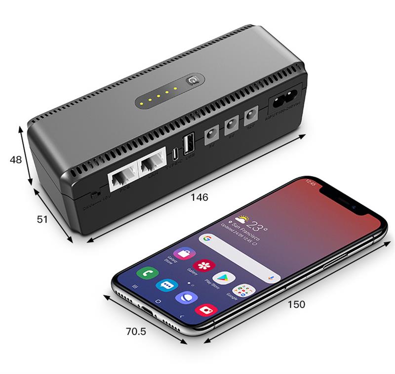 Yepo Smart DC-UPS 10400mAh DC-5V/9V/12V (UA-112485) Габаритні розміри