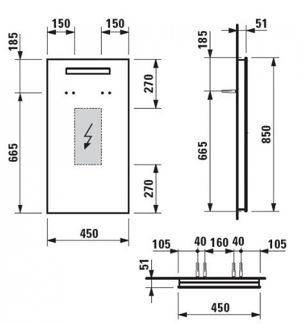 Laufen Case H4472059961441 Габаритные размеры