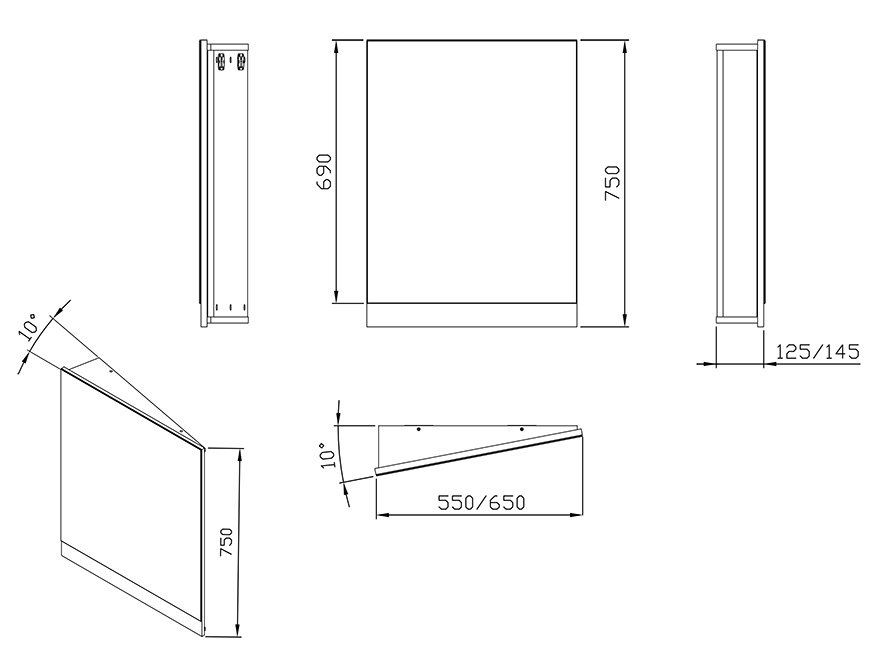 Ravak 10° 650 R (X000001079) Габаритные размеры