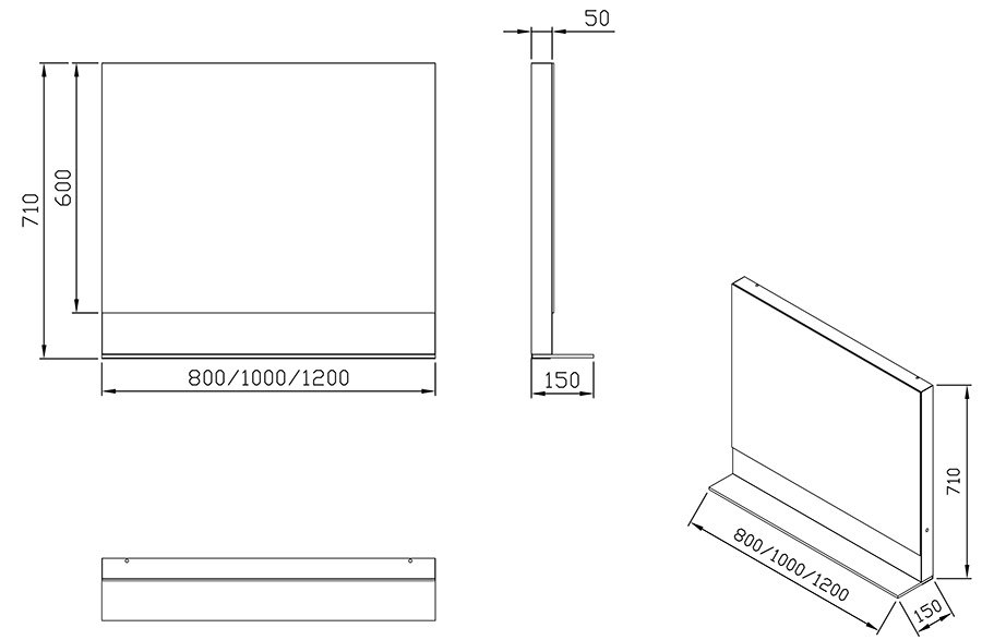 Ravak Formy 1200 (X000001045) Габаритні розміри