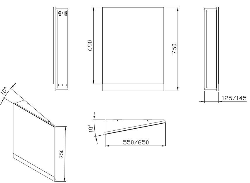 Ravak 10° 650 L (X000001076) Габаритные размеры