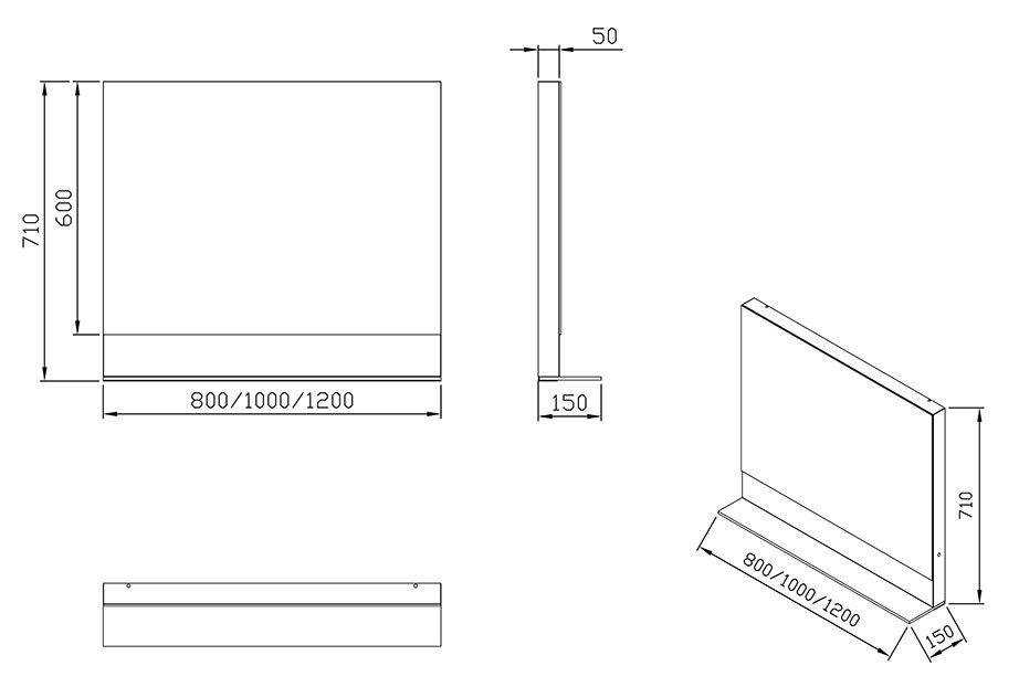 Ravak Formy 800 (X000001049) Габаритные размеры