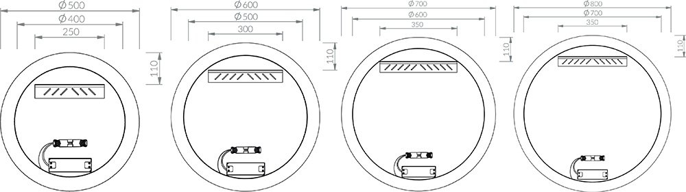 Ravak Luna I 500 (X000001577) Габаритные размеры