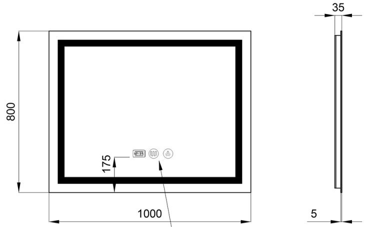 Q-Tap Mideya (DC-F614) 1000х800 Габаритные размеры