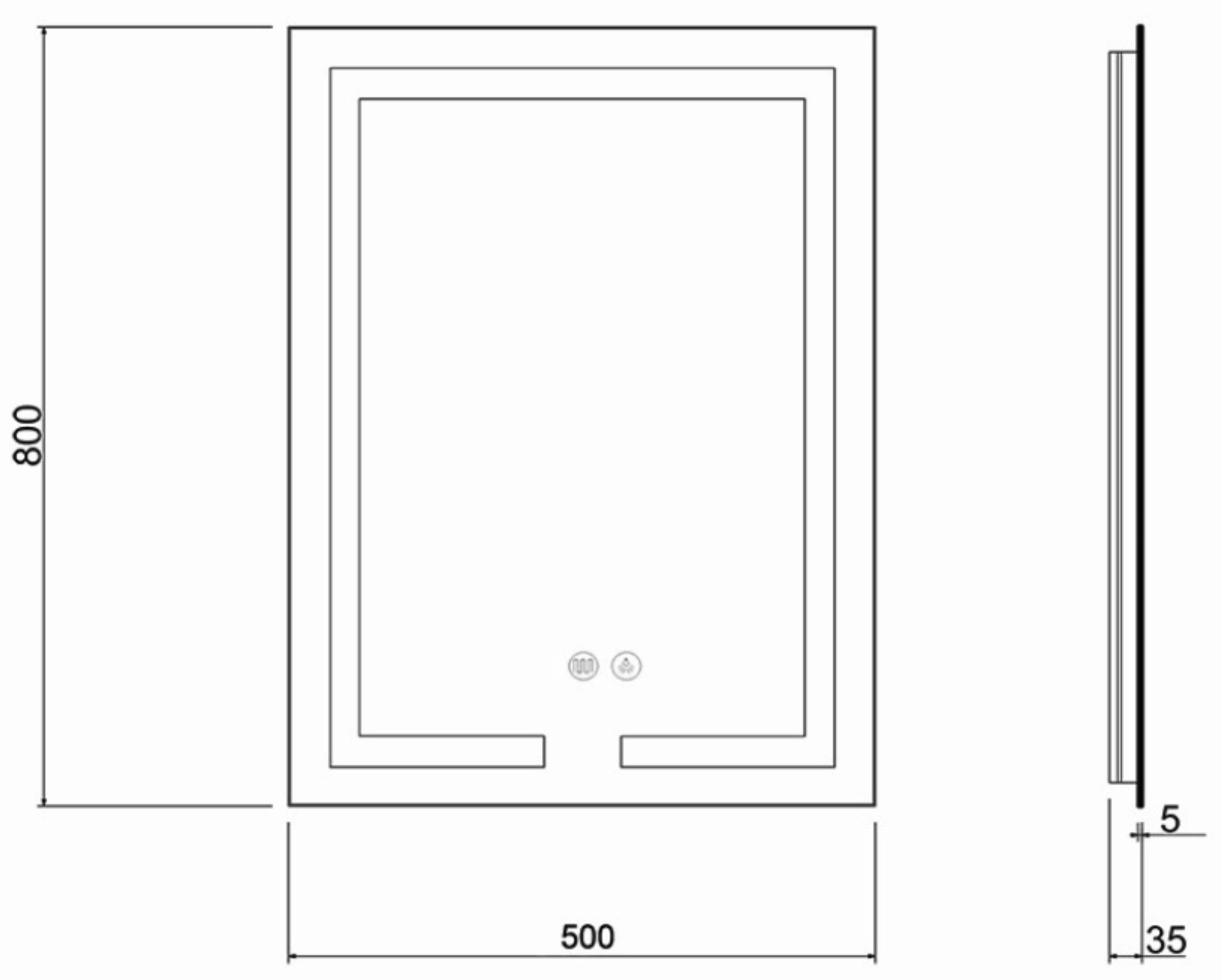 Q-Tap Mideya (DC-F936) 500х800 Габаритні розміри