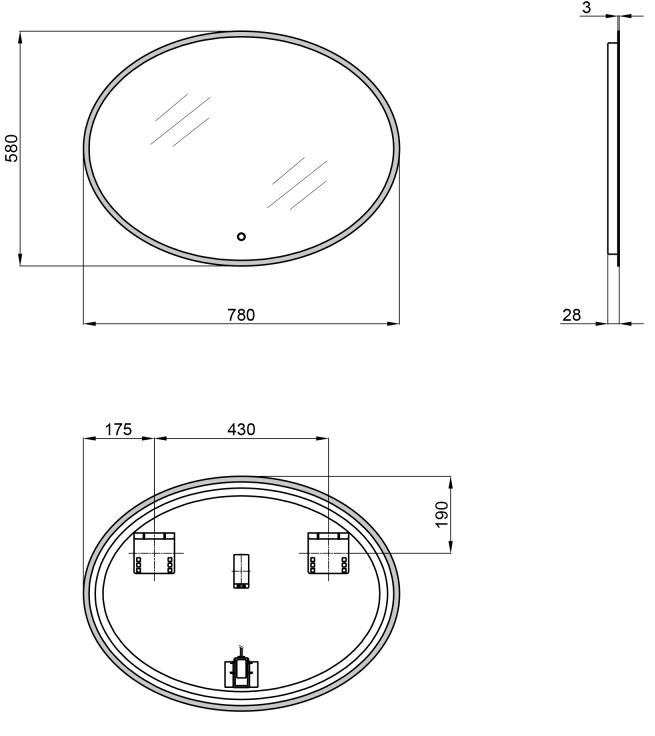 Q-Tap Virgo 780х580 (QT18783502W) Габаритні розміри