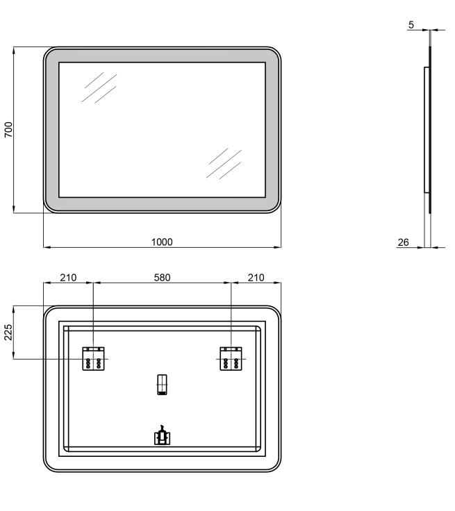 Q-Tap Swan 1000х700 (QT1678141470100W) Габаритные размеры