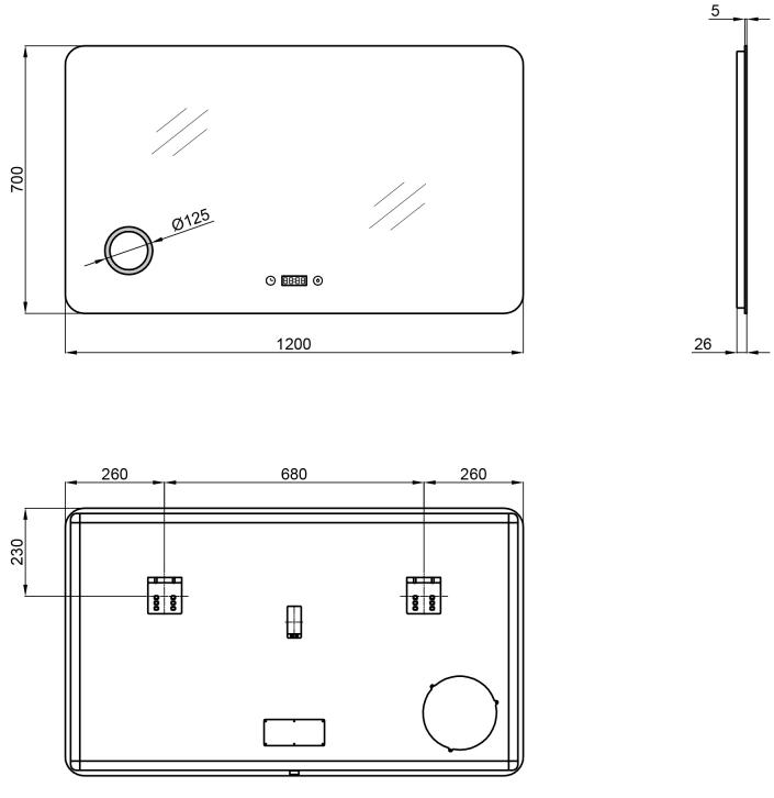 Q-Tap Scorpio 1200х700 (QT14781004W) Габаритные размеры