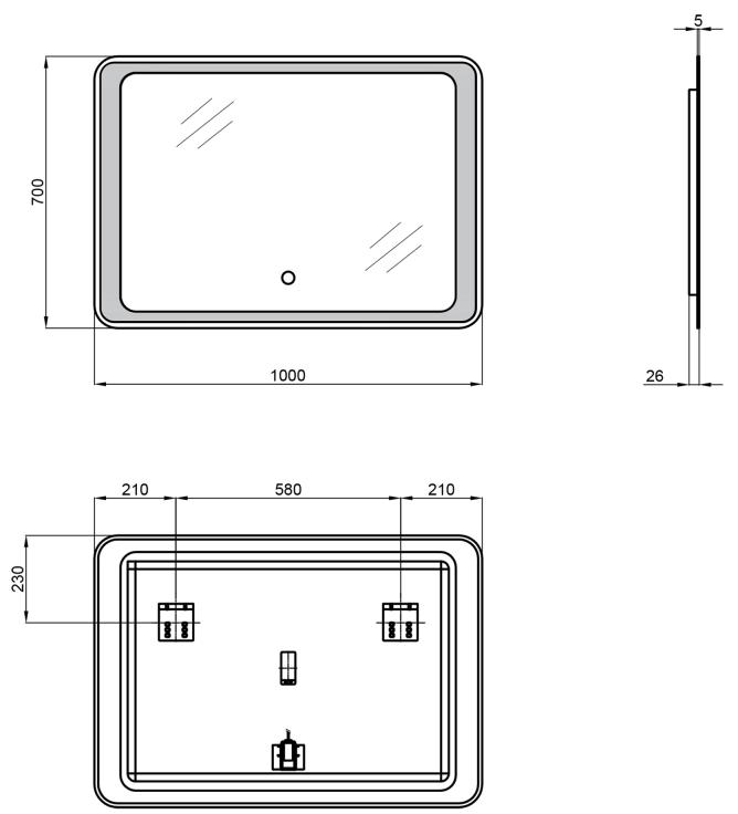 Q-Tap Leo 1000х700 (QT1178141870100W) Габаритні розміри